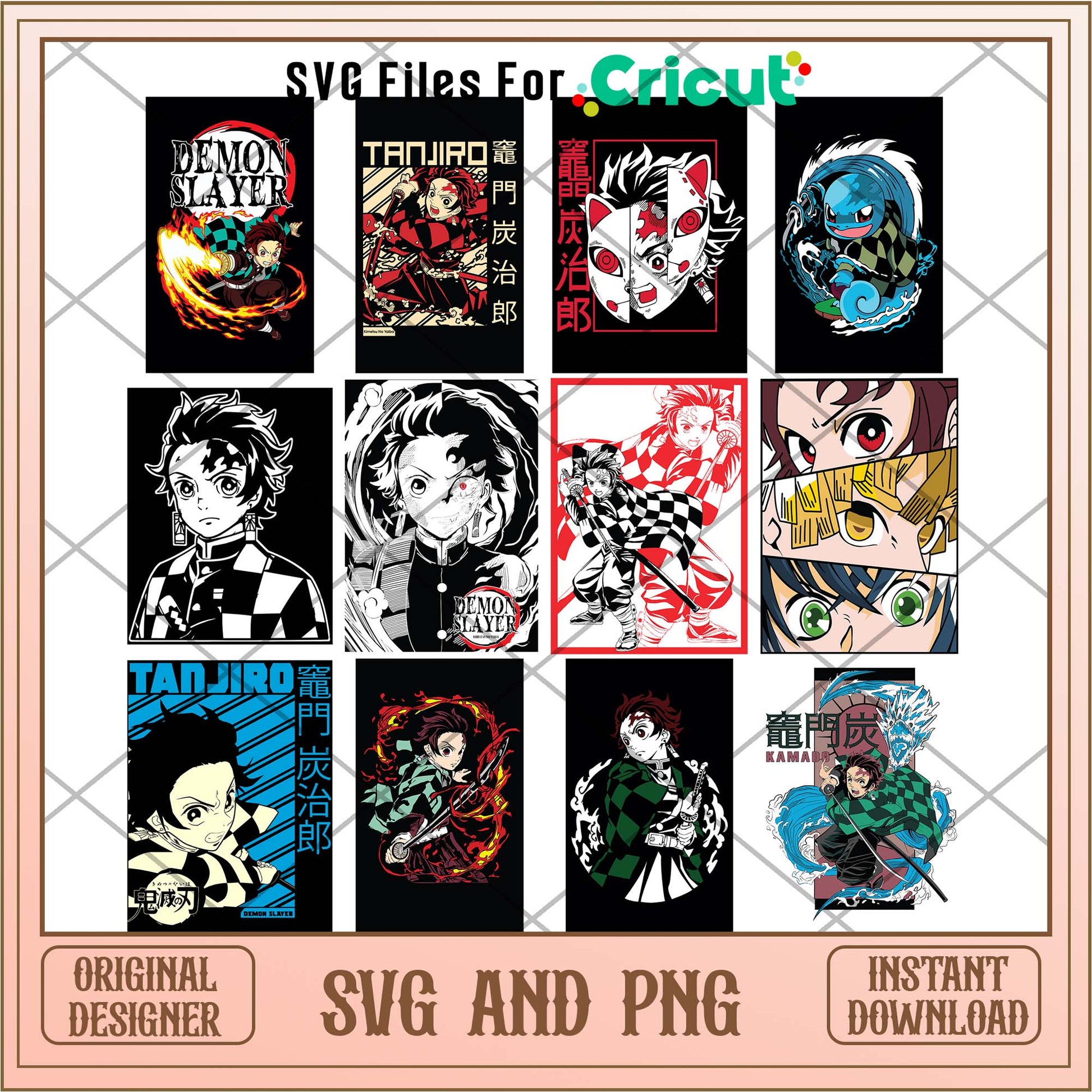 Demon Slayer Tanjiro cool characters svg bundle