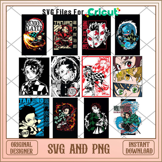 Demon Slayer Tanjiro cool characters svg bundle