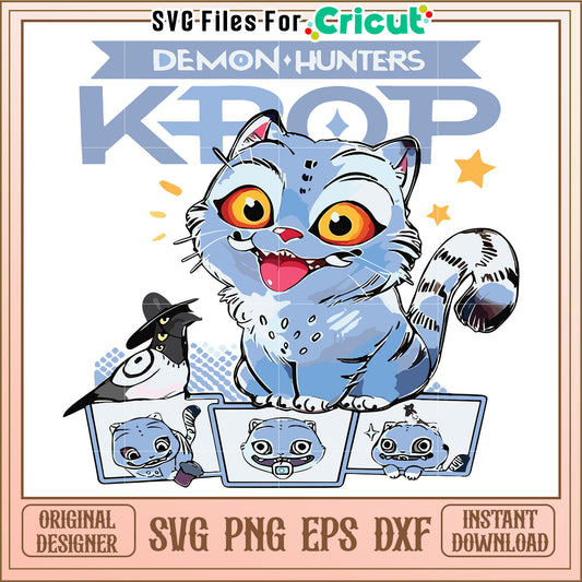 Demon hunter blue tiger svg, kpop demon hunters svg, kpop cartoon songs svg