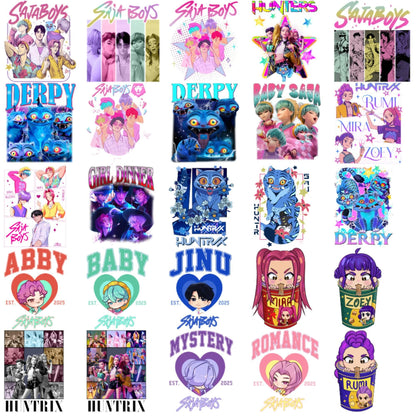 Demon hunters characters bundle png, netflix cartoon bundle png, kpop band bundle png