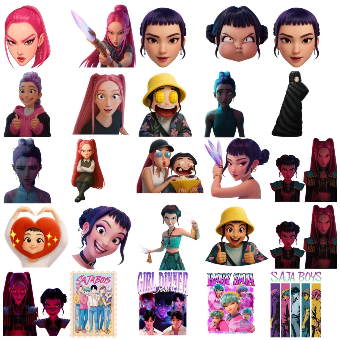 Demon hunters characters bundle png, netflix cartoon bundle png, kpop band bundle png