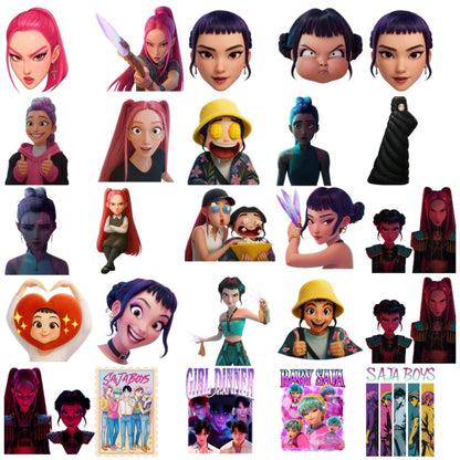 Demon hunters characters bundle png, netflix cartoon bundle png, kpop band bundle png