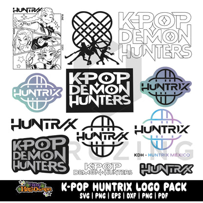 Demon hunters logo bundle svg, korean band bundle png, gothic warrior bundle png