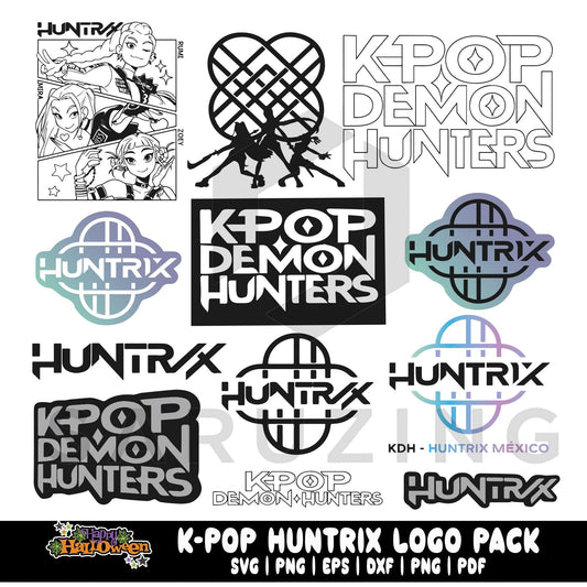 Demon hunters logo bundle svg, korean band bundle png, gothic warrior bundle png