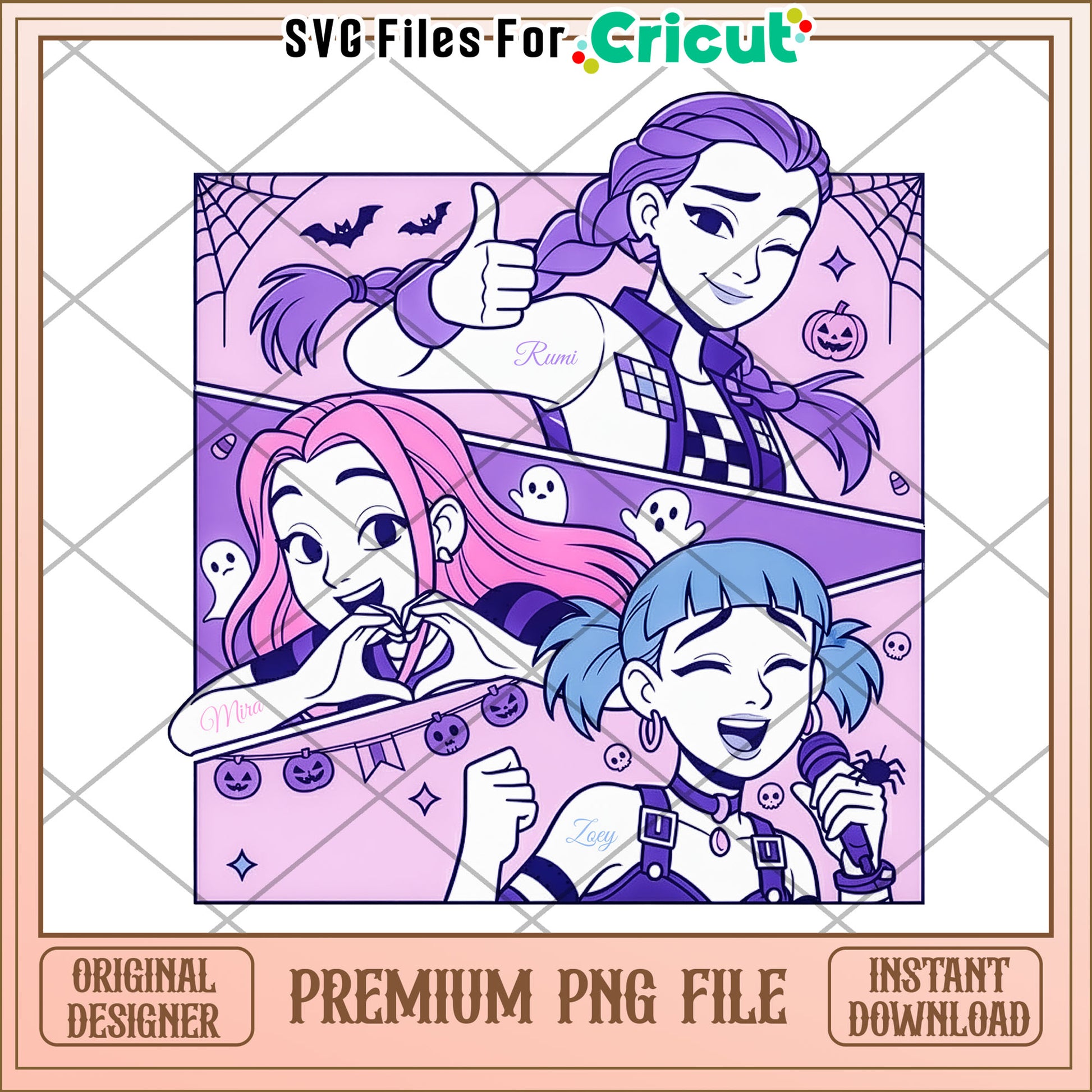 Demon hunters png, kpop cartoon png, halloween season png