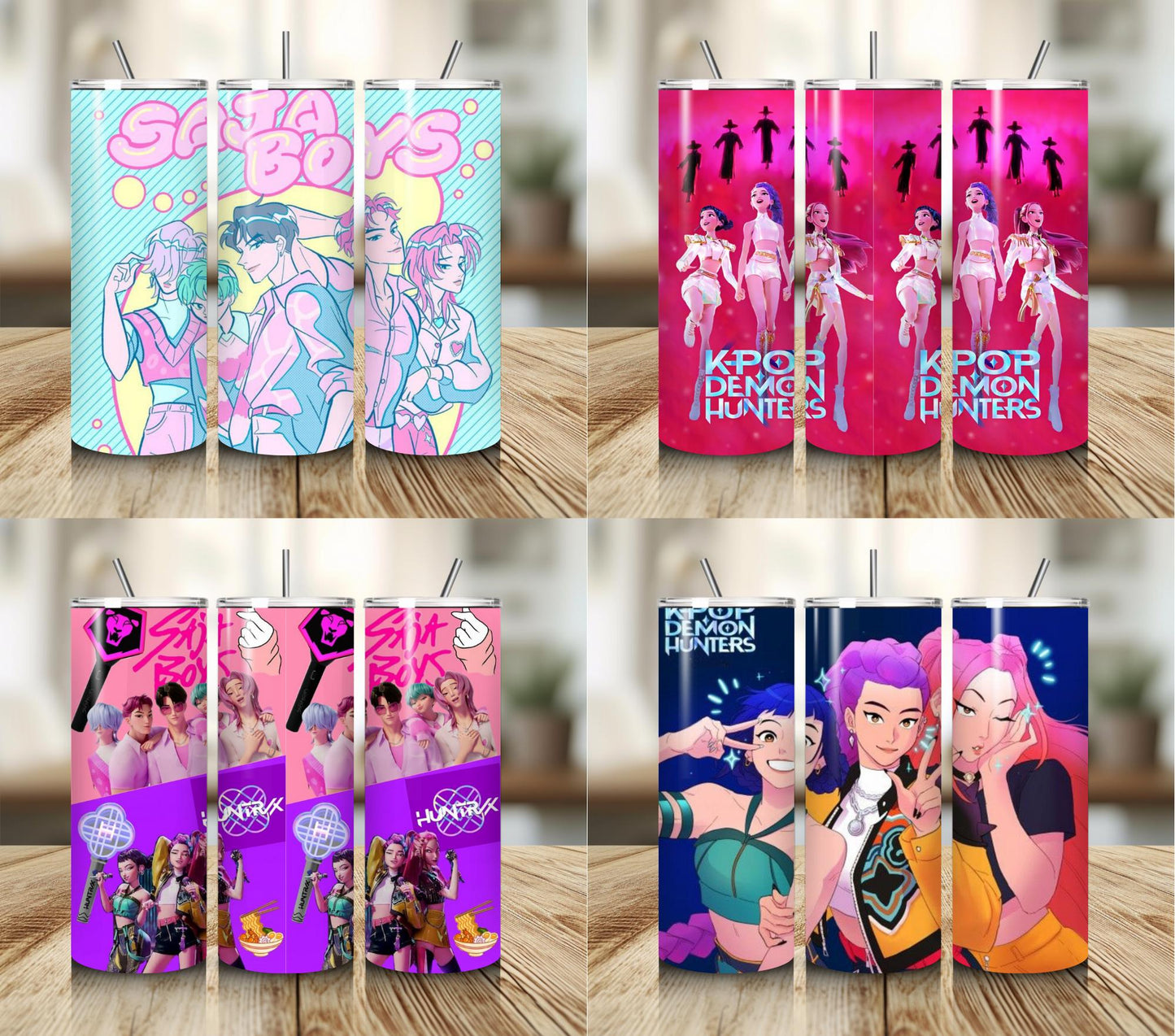 Demon slayer kpop tumbler bundle png, demon hunters bundle png, kpop cartoon png