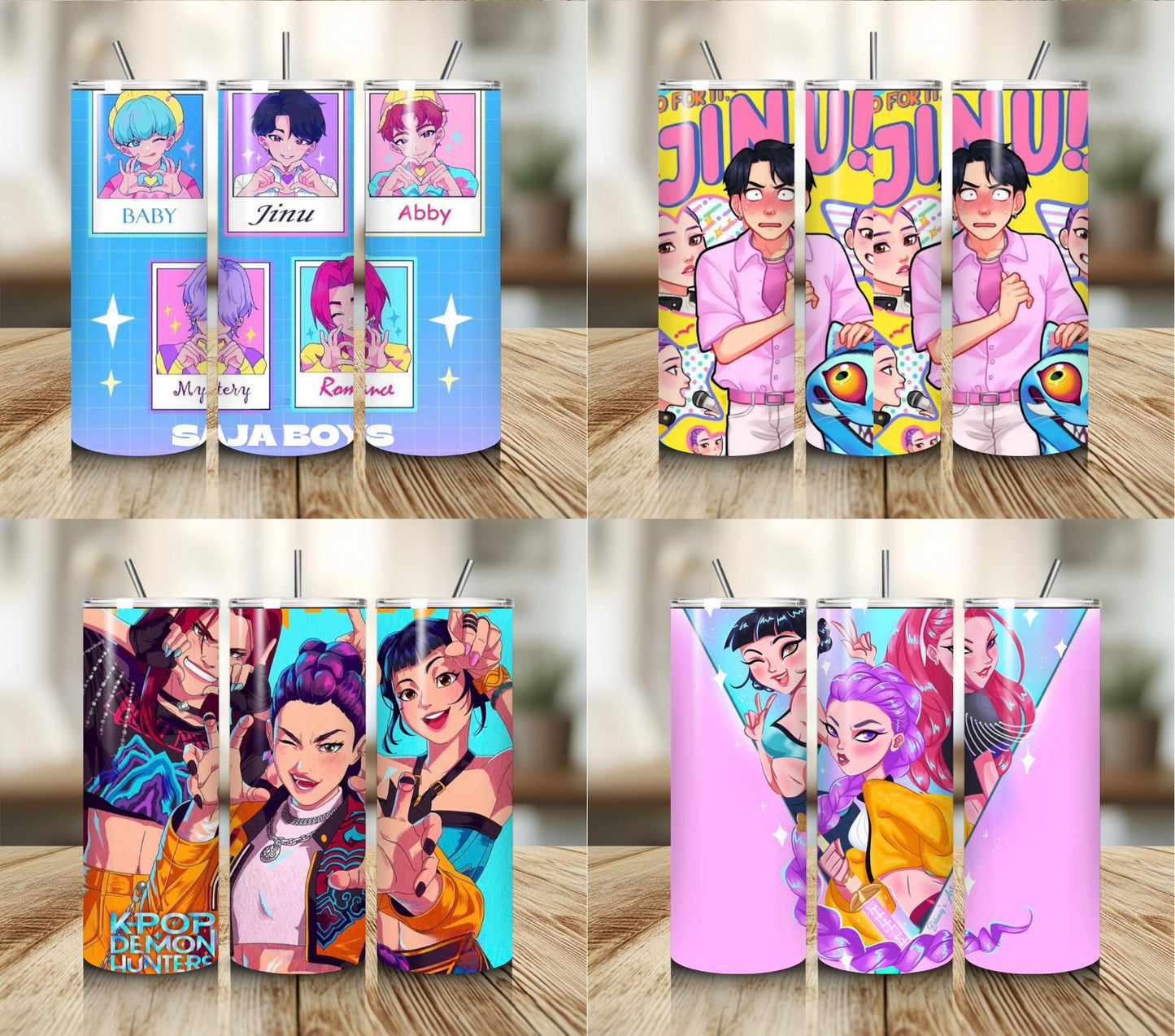 Demon slayer kpop tumbler bundle png, demon hunters bundle png, kpop cartoon png