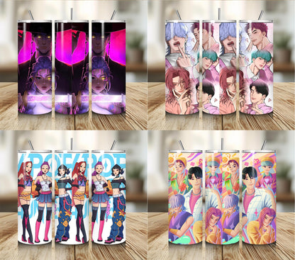 Demon slayer kpop tumbler bundle png, demon hunters bundle png, kpop cartoon png