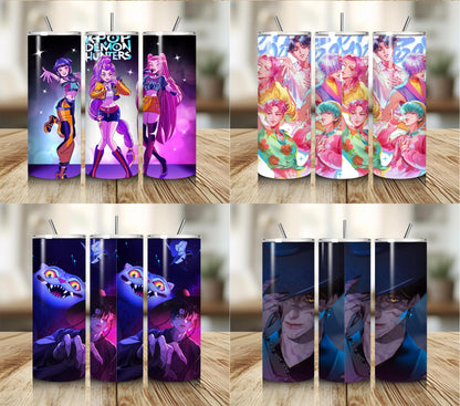Demon slayer kpop tumbler bundle png, demon hunters bundle png, kpop cartoon png
