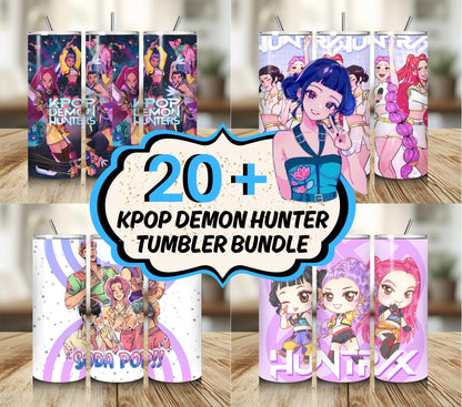 Demon slayer kpop tumbler bundle png, demon hunters bundle png, kpop cartoon png