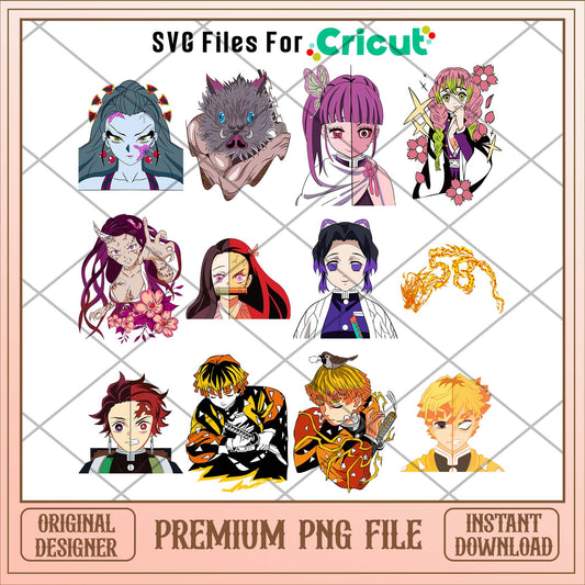 Demon slayer characters png bundle