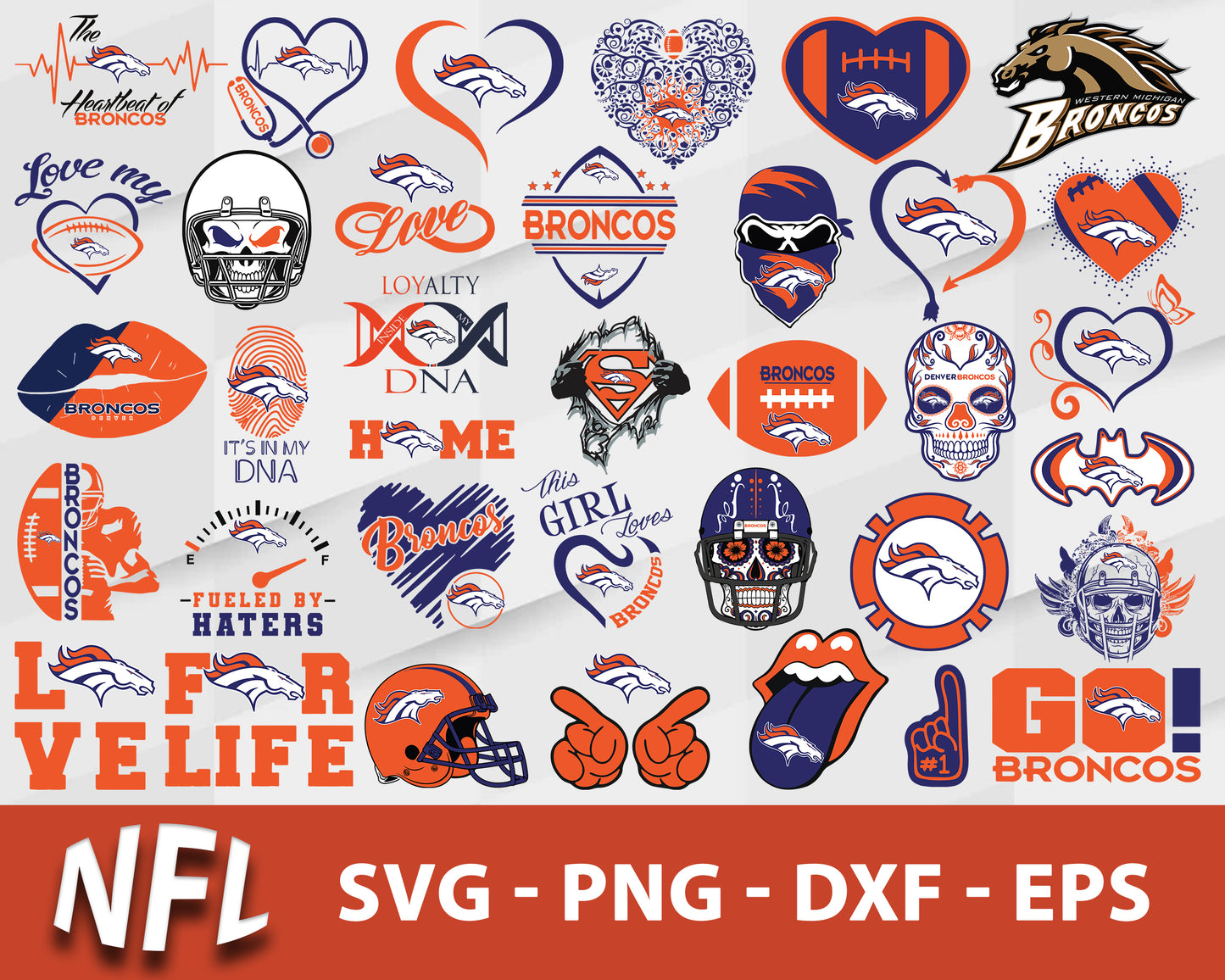 Denver broncos logo nfl bundle svg, denver broncos football svg
