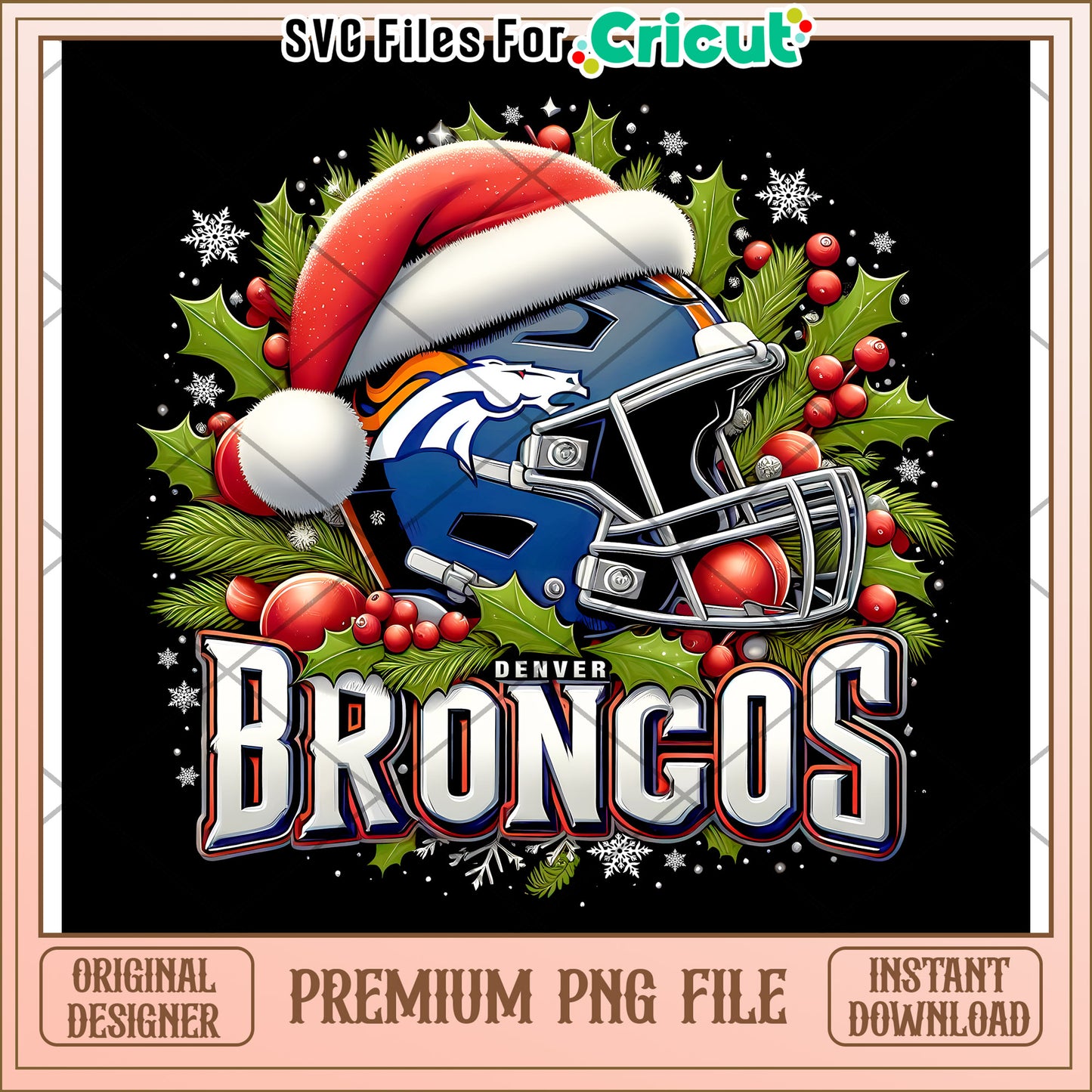 Denver Broncos Christmas PNG Design, perfect for Cricut projects