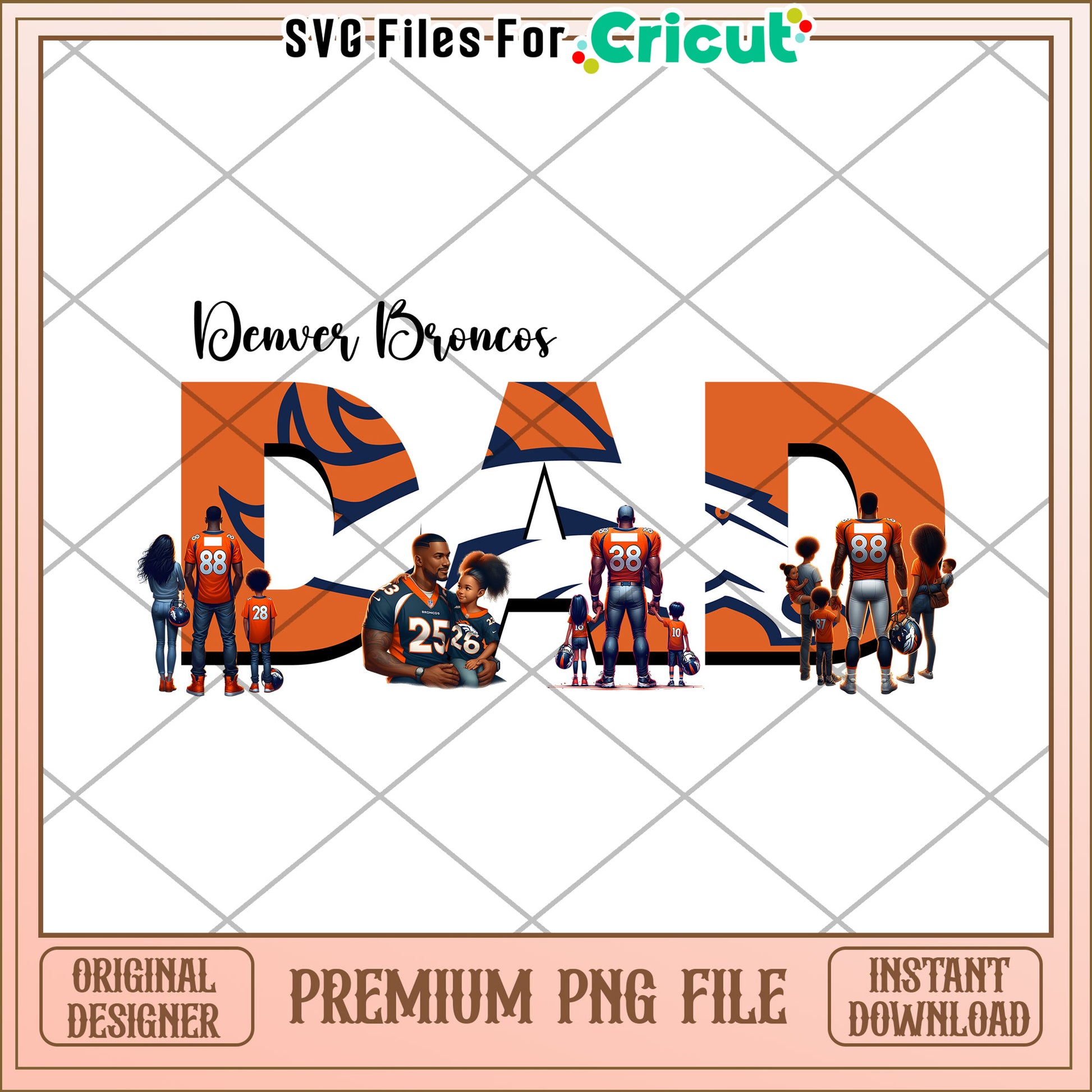 Denver Broncos Dad Design for Sports Fans, Premium PNG Download