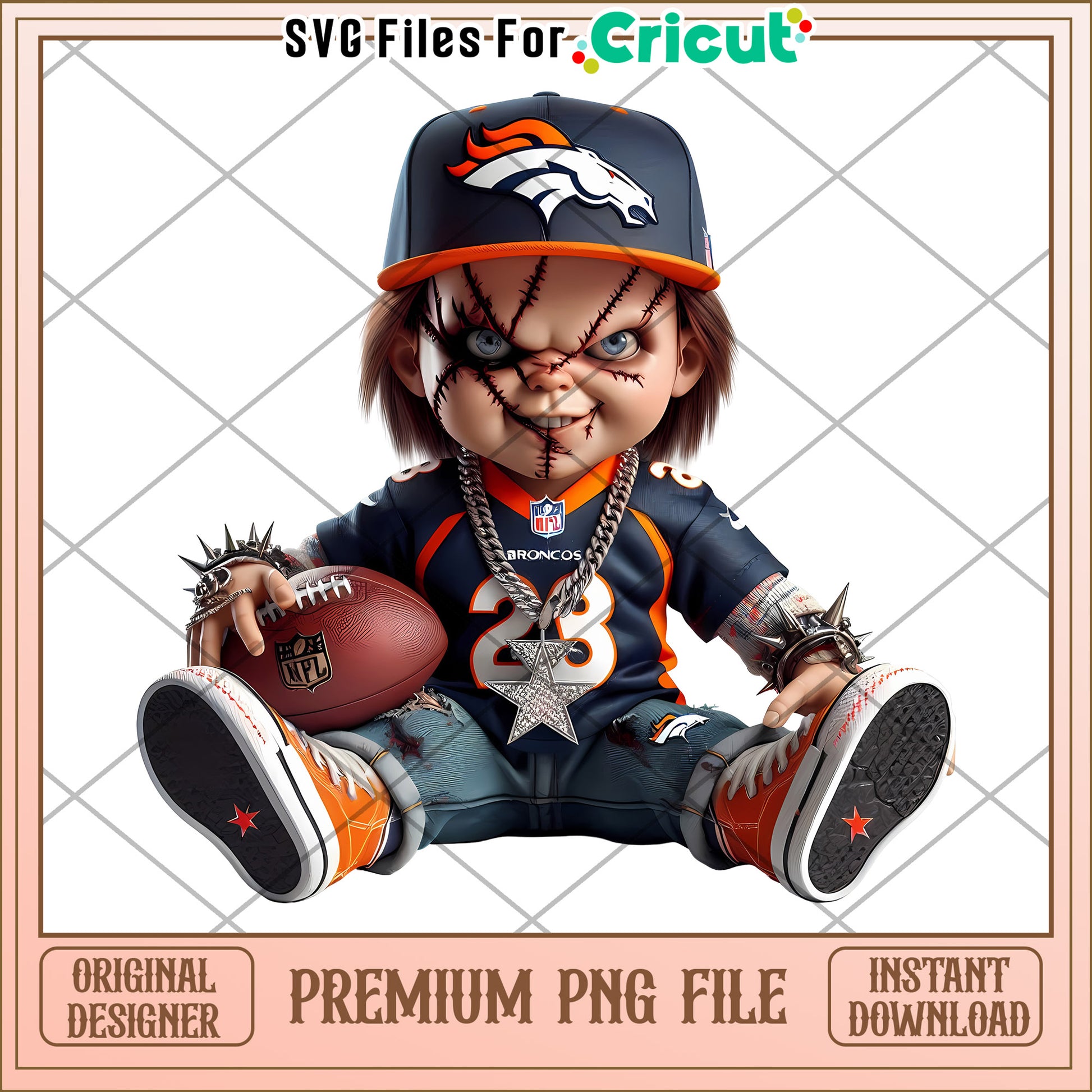 Denver Broncos Doll PNG File, Perfect for Sports Fans Crafts