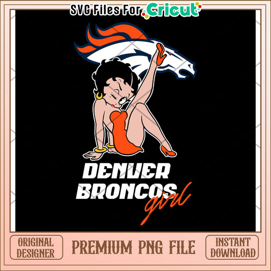 Denver Broncos Girl PNG Design, Perfect for Cricut Projects