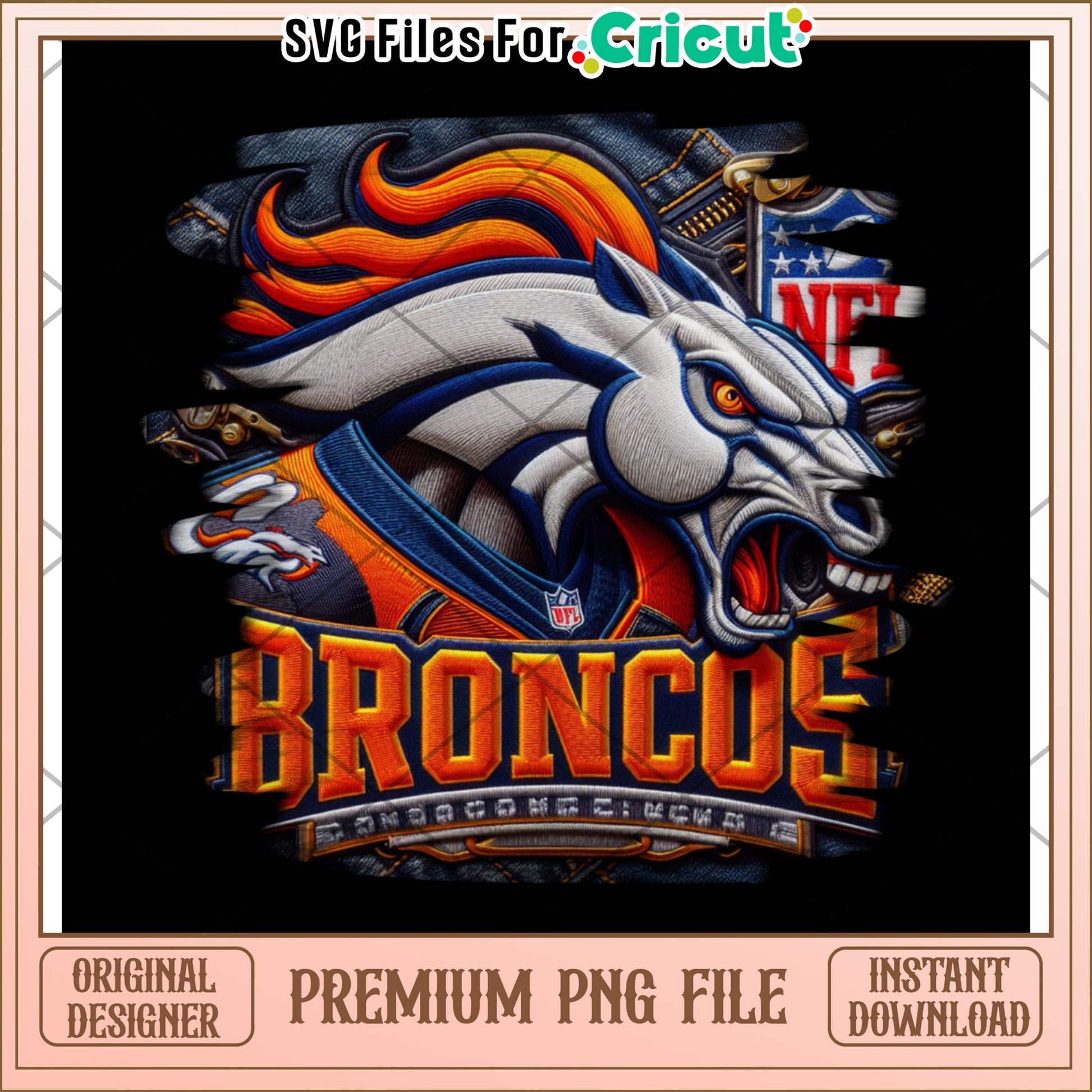 Denver Broncos PNG Design for Cricut, high-quality instant download