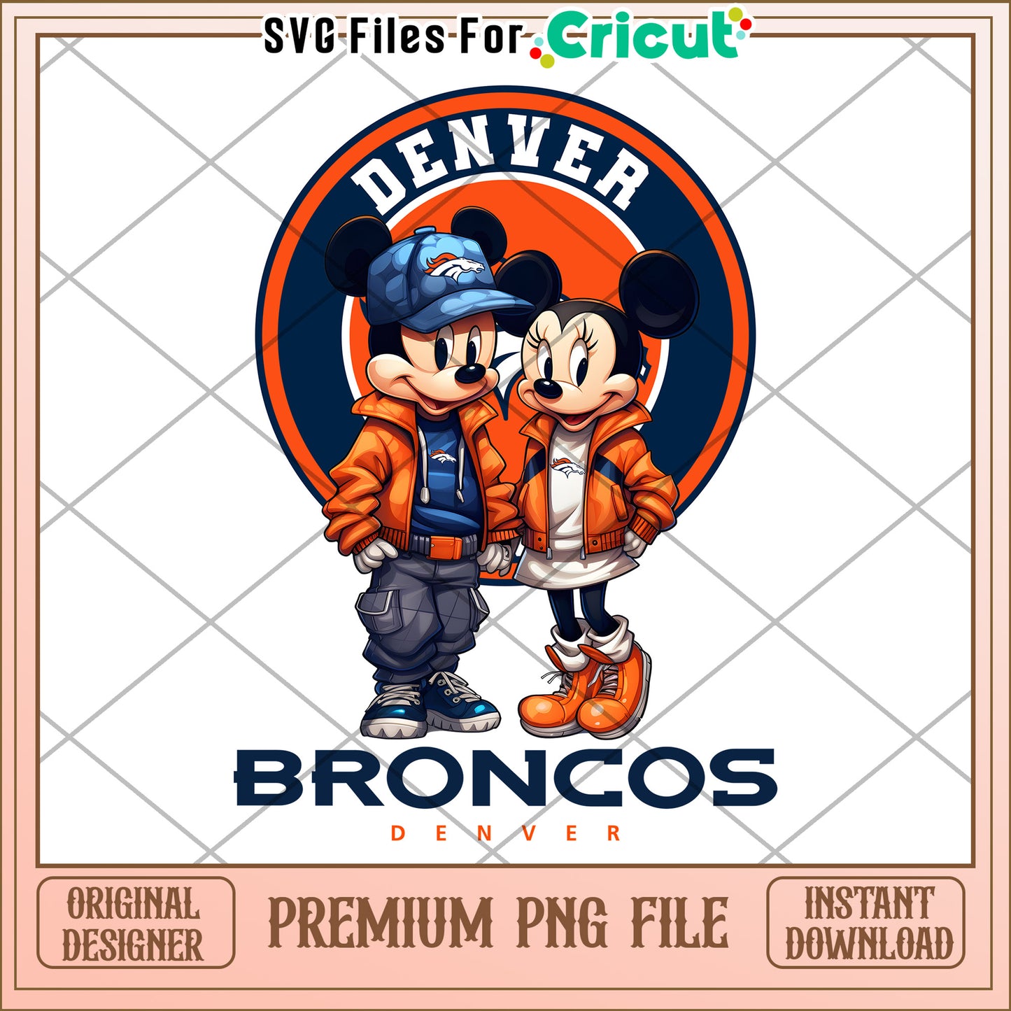 Denver Broncos PNG, Mickey and Minnie Mouse Cartoon Design