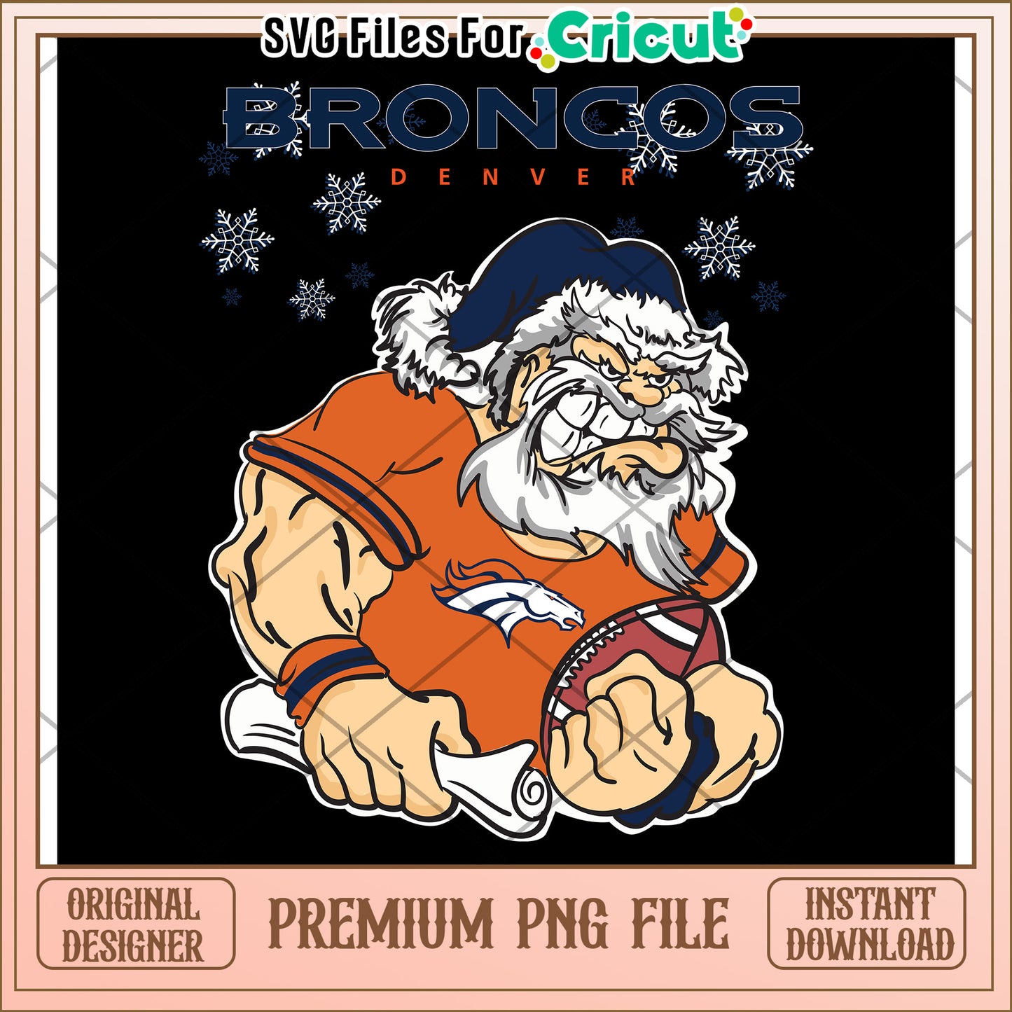 Denver Broncos Santa PNG Design, perfect for holiday crafts