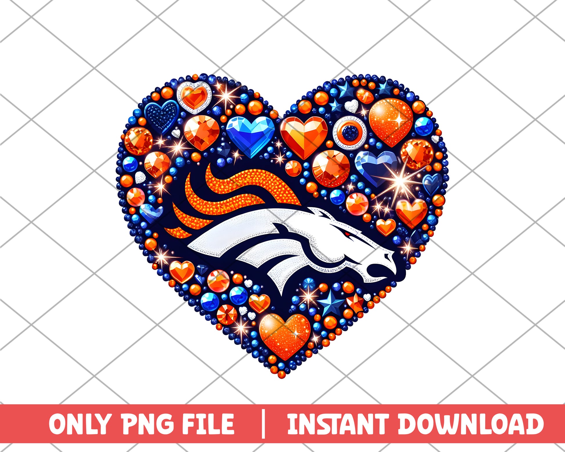 Denver Broncos in heart png, Denver Broncos png