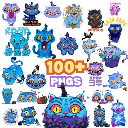 Derpy blue tiger bundle png, demon hunters bundle png, kpop cartoon png