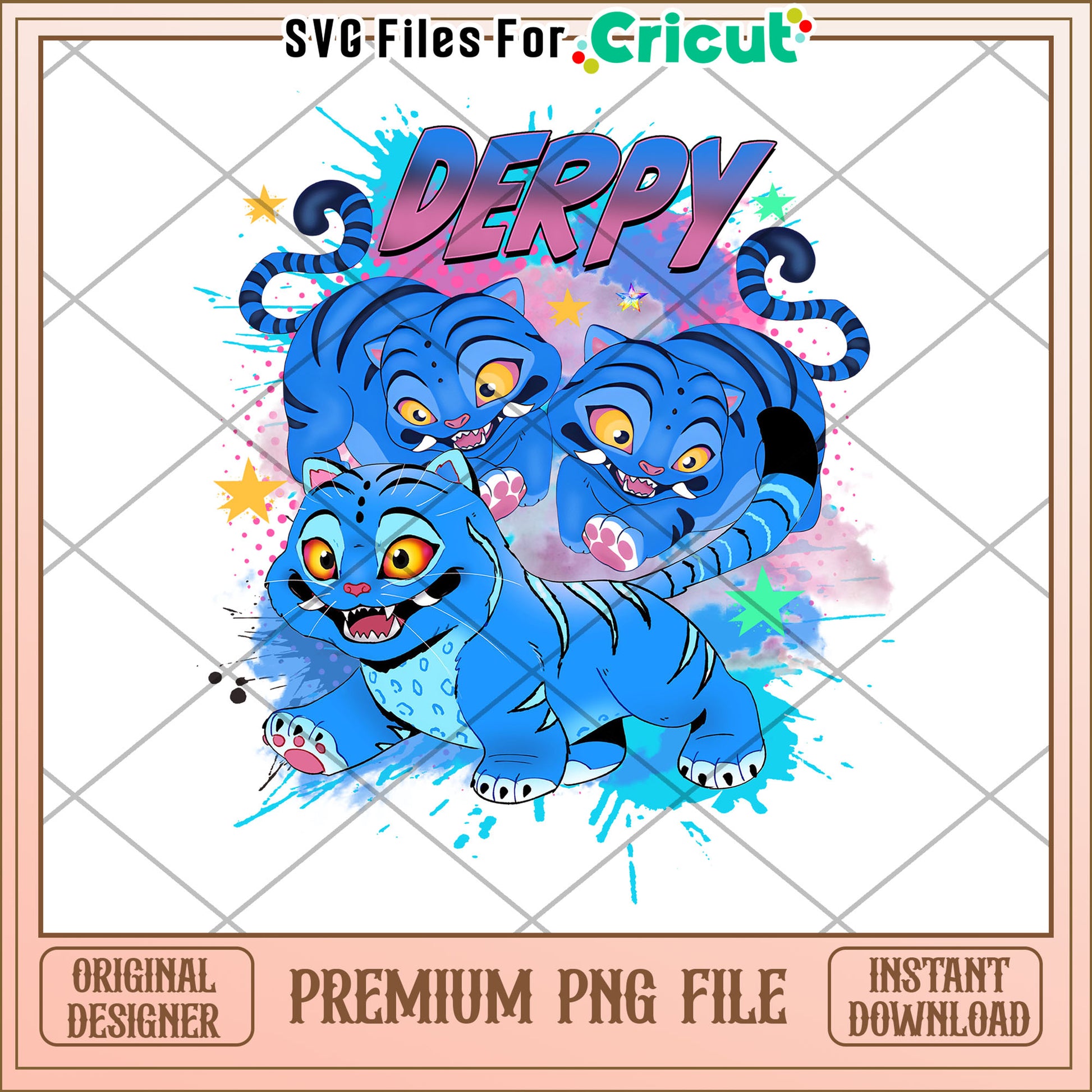 Derpy cute tiger png, kpop band png, huntrix tiger png