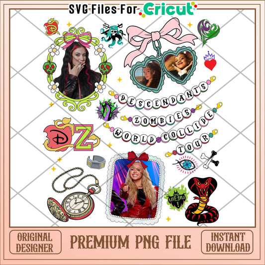 Descendants Zombies World Collide Tour Disney Bracelet png, disney tour merch png
