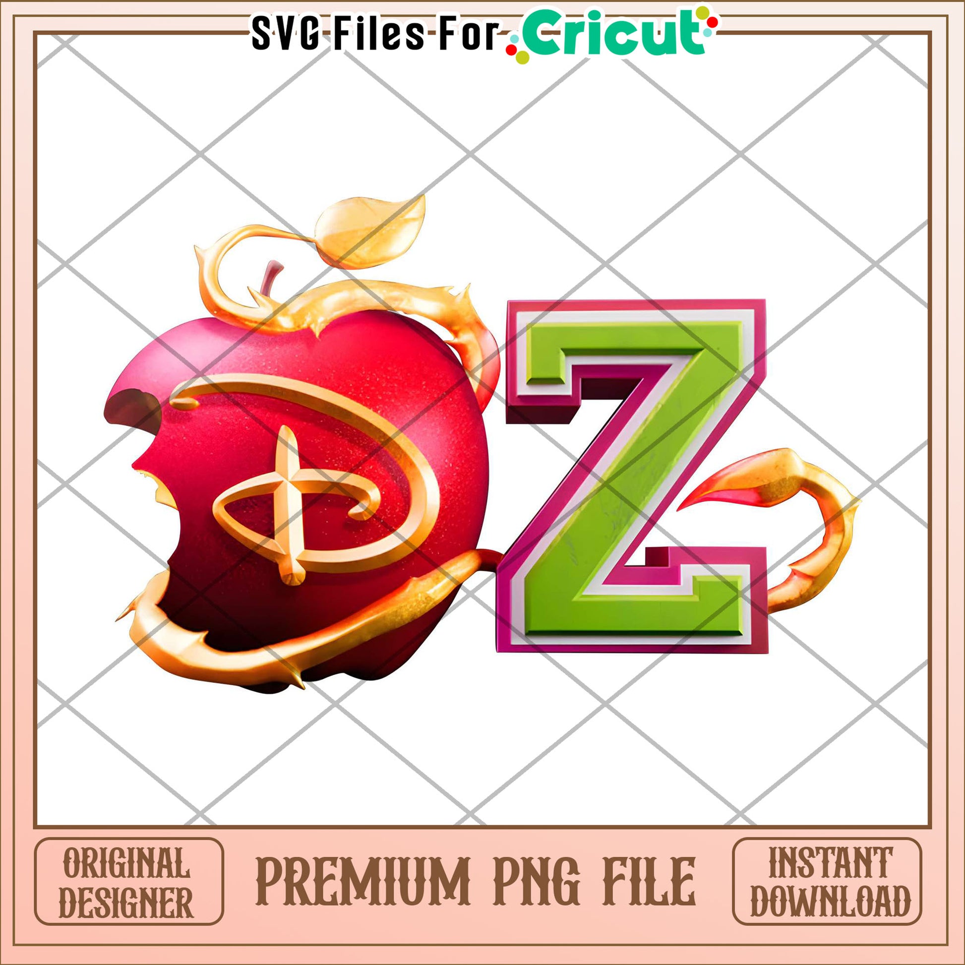Descendants disney apple png, poison apple design png, disney mashup style png