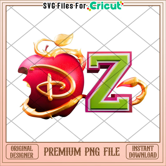 Descendants disney apple png, poison apple design png, disney mashup style png