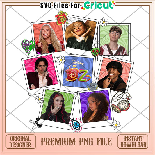 Descendants zombies polaroid style png, disney mashup aesthetic png