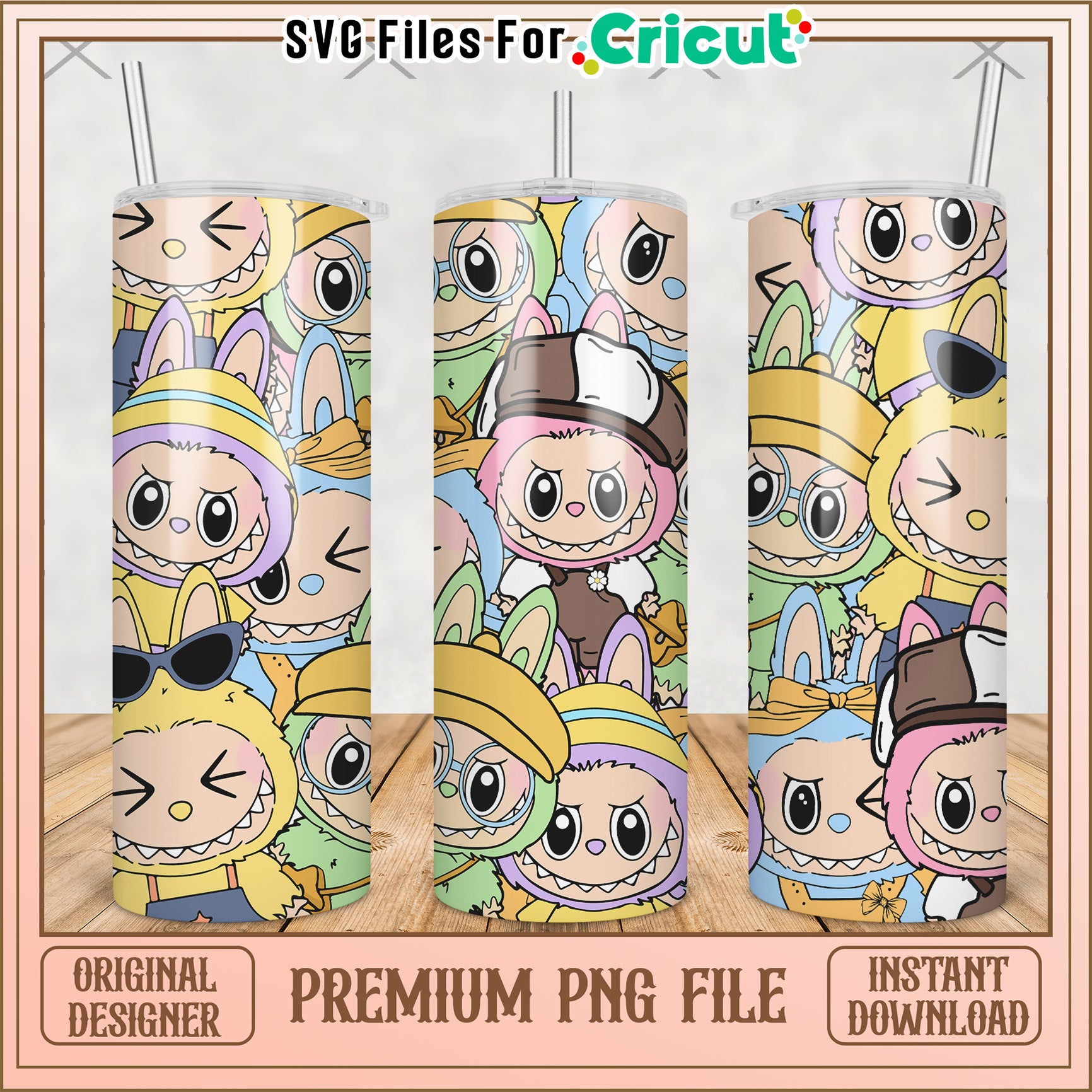 Design of labubu characters tumbler png, labubu clothes​ png, labubu clothes​​ png