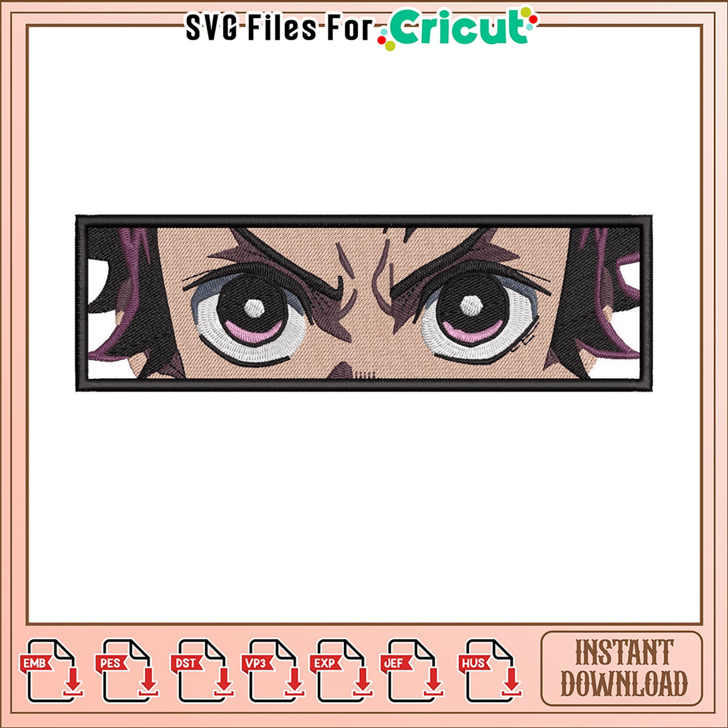 Detailed Embroidery Design of Intense Character Eyes