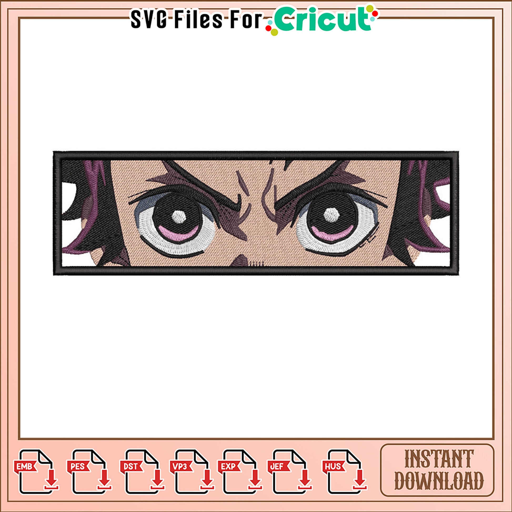 Detailed Embroidery Design of Intense Character Eyes