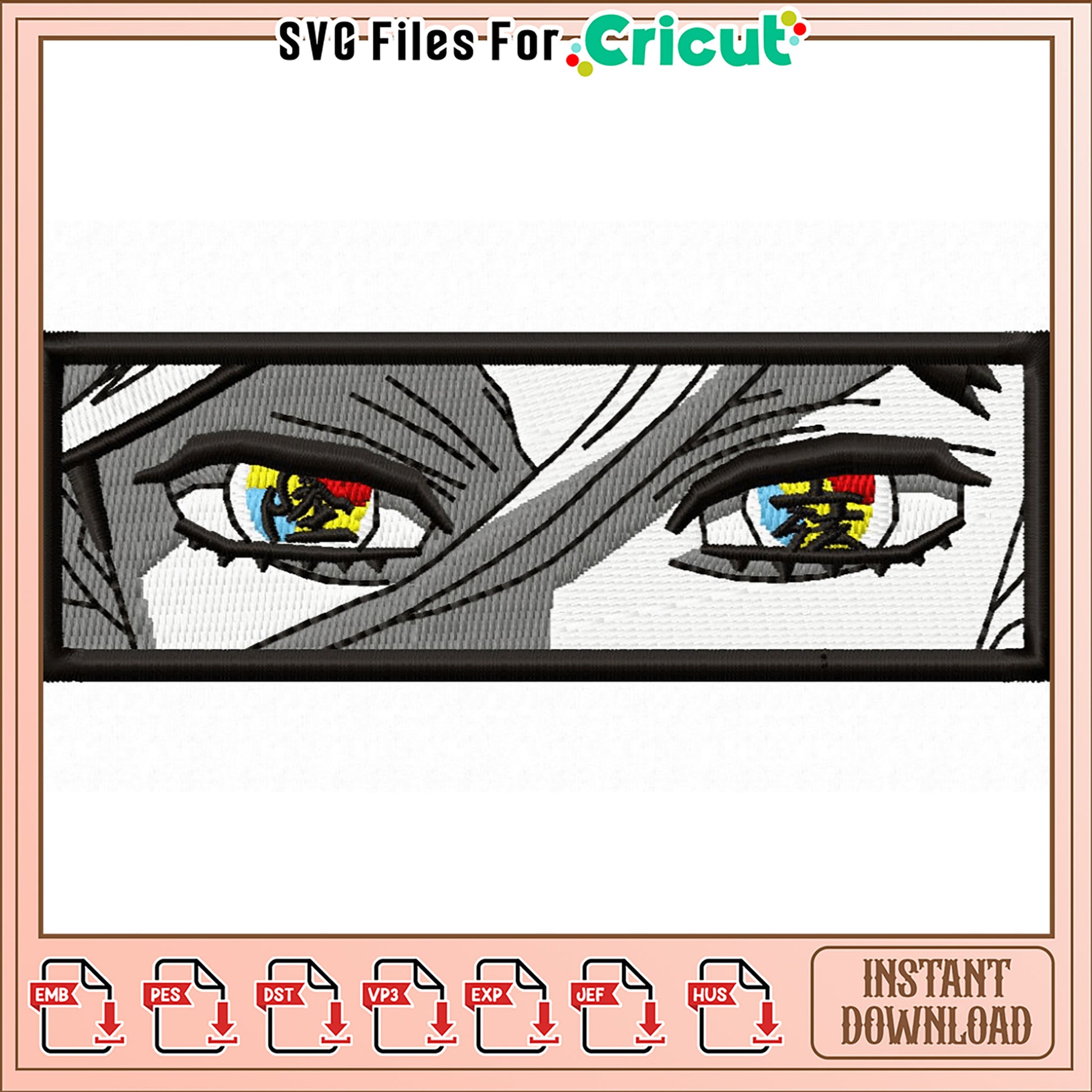 Detailed Eyes Embroidery Design for Instant Download