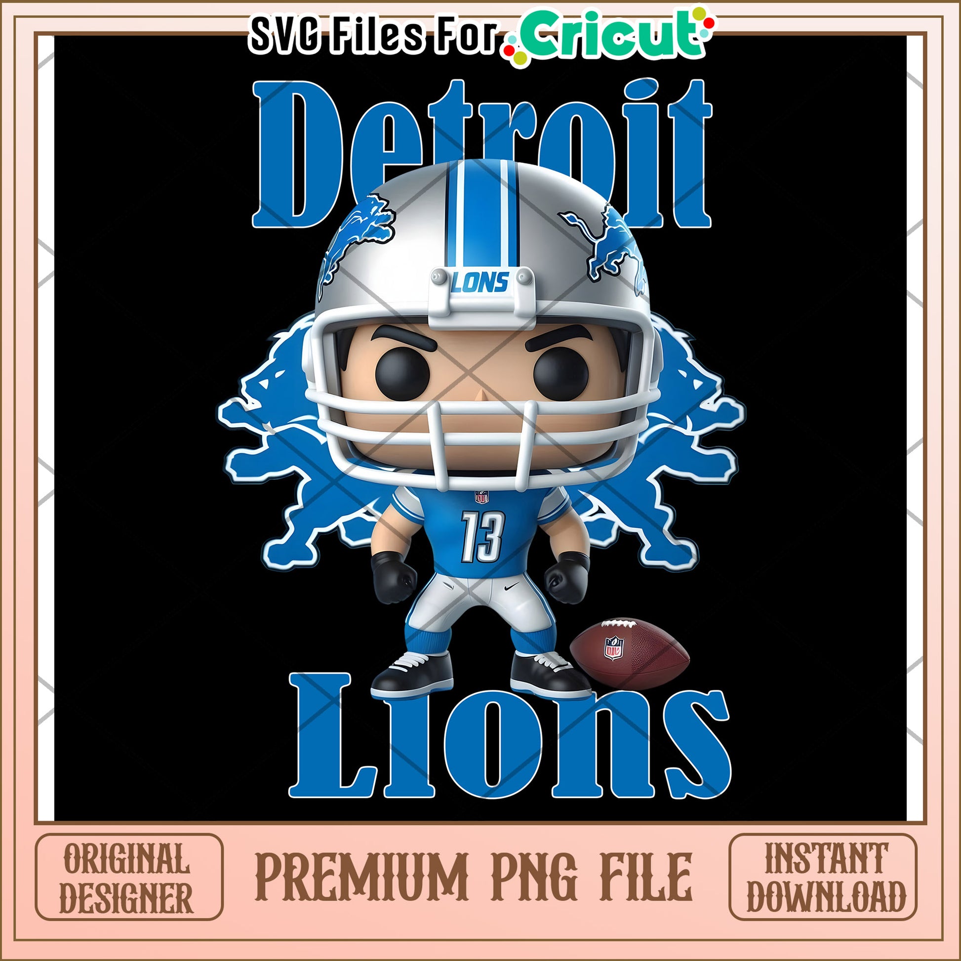 Detroit Lions Funko Pop Art Print, perfect for Cricut crafts