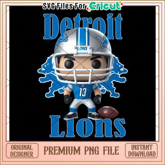 Detroit Lions Funko Pop Art Print, perfect for Cricut crafts