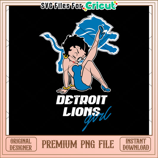 Detroit Lions Girl PNG Design, Perfect for Cricut Crafts