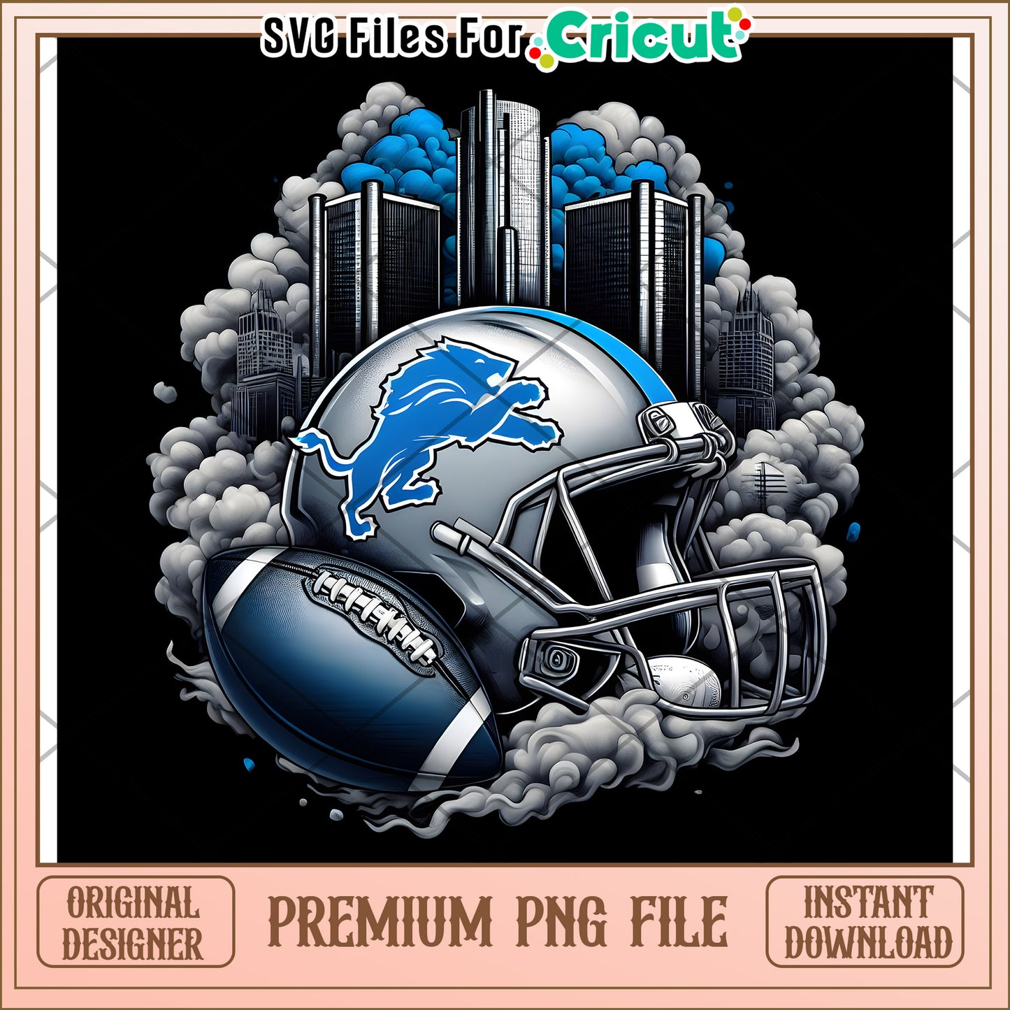 Detroit Lions Helmet PNG Design, perfect for Cricut projects