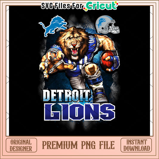 Detroit Lions Lion Graphic Design PNG File, Perfect for Cricut Projects