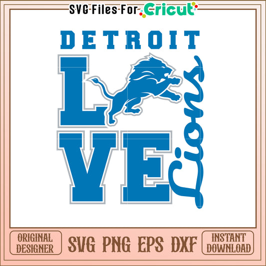 Detroit Lions Love SVG Design