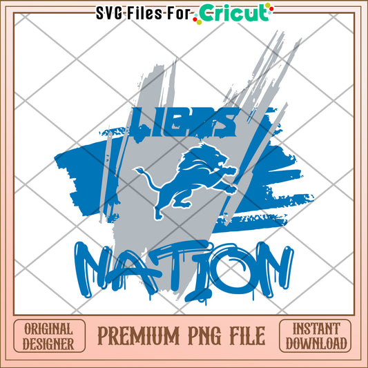 Detroit Lions Nation PNG design, perfect for sports enthusiasts