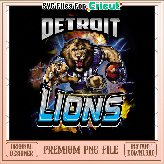 Detroit Lions PNG Design, perfect for crafting projects and T-shirts