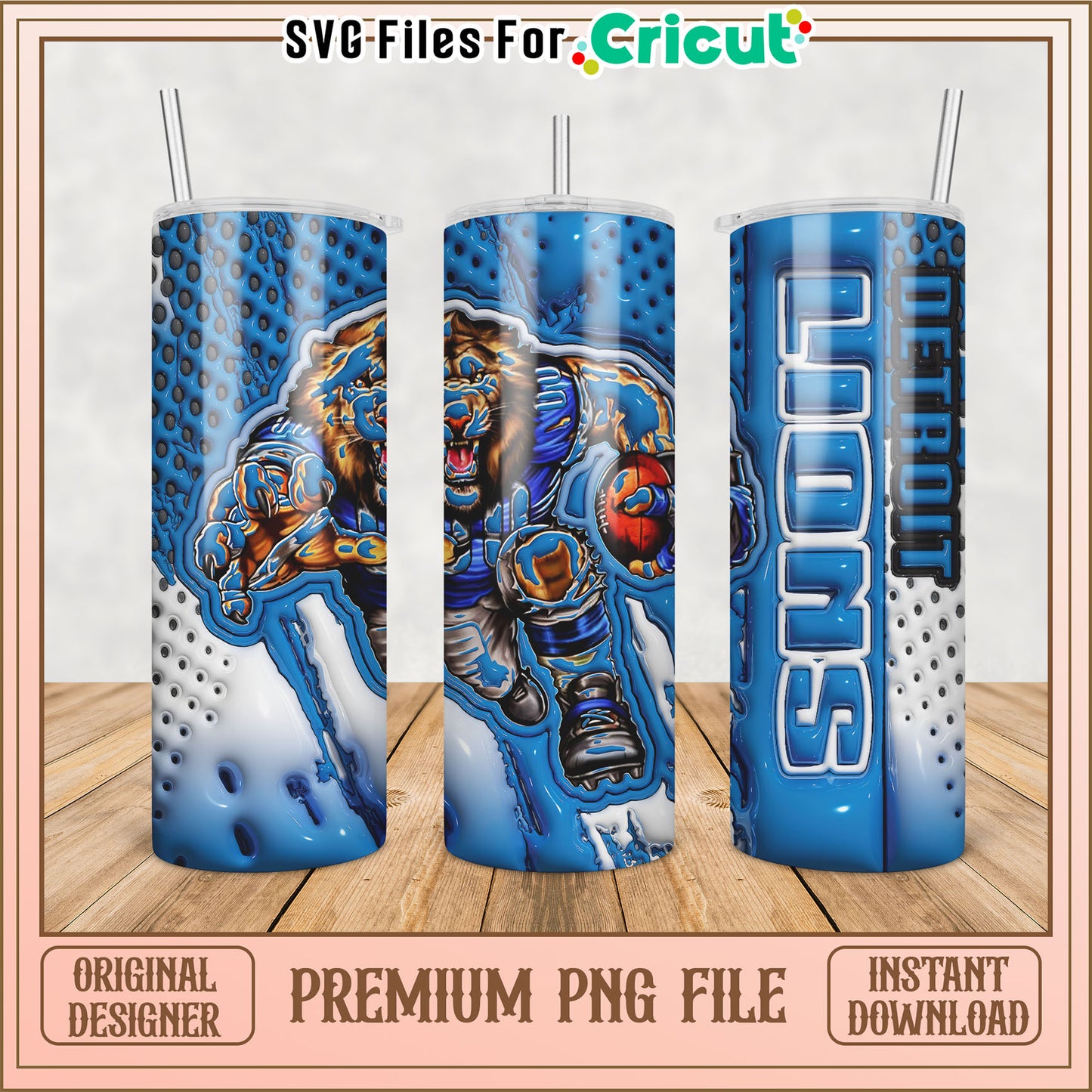 Detroit Lions Tumbler PNG Design