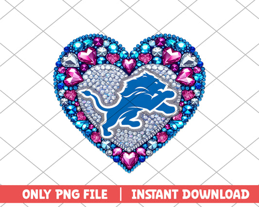 Detroit Lions in heart png, Detroit Lions png