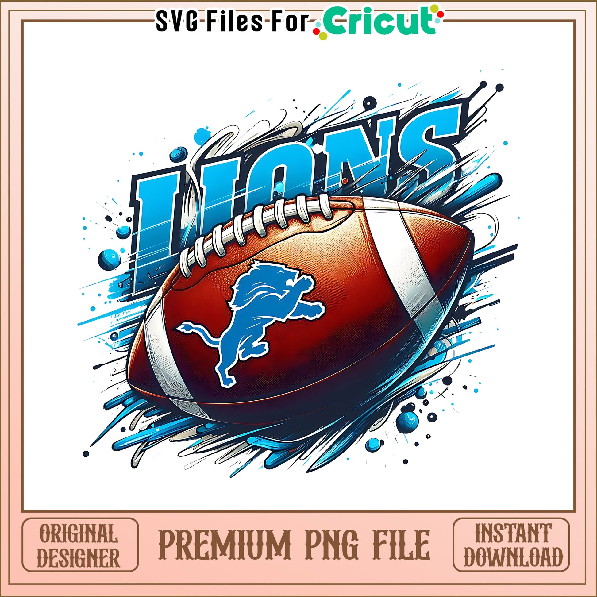 Detroit Lions logo rugby ball png, Detroit Lions png, NFL png svg