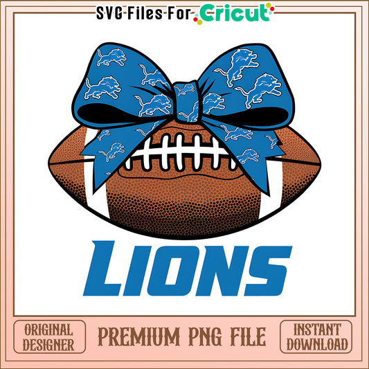 Detroit Lions rugby ball and bow png, Detroit Lions png, NFL png