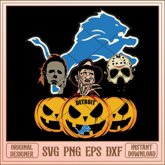 Detroit Lions Horror Movies bundle svg, Horror characters svg, digital download