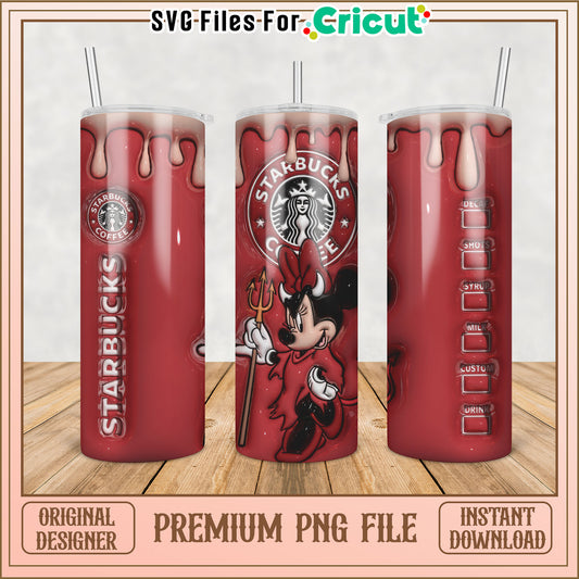 Devil Minnie Starbucks PNG Tumbler