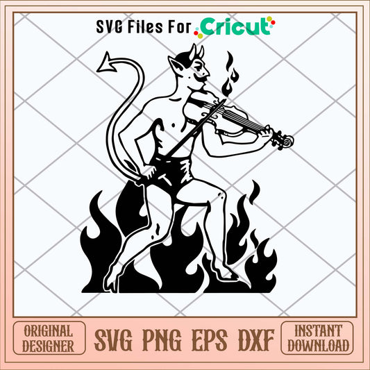 Devil Playing Fiddle Svg-Svgfilesforcricut