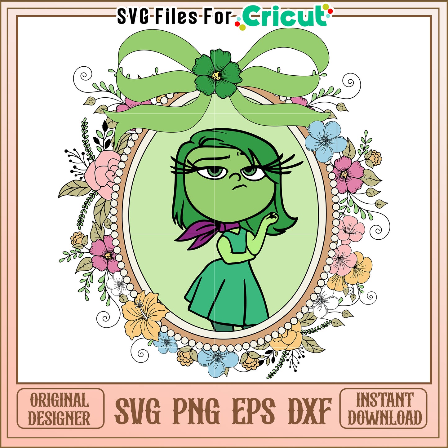 Disgust Floral Frame SVG Cut File